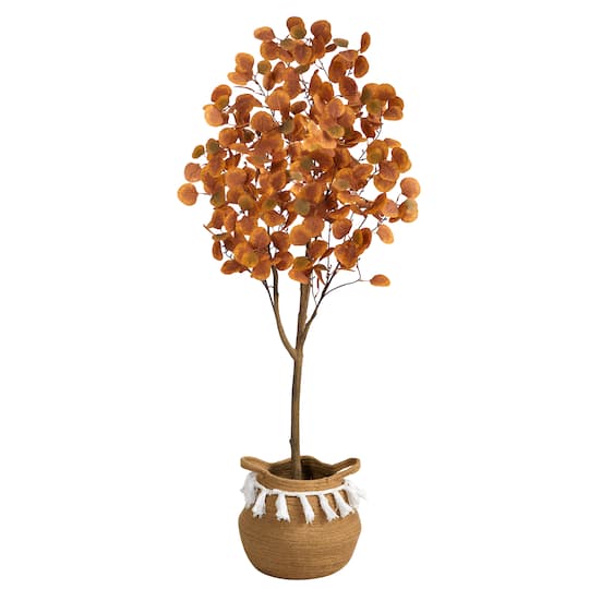 5ft. Artificial Autumn Eucalyptus Tree with Basket